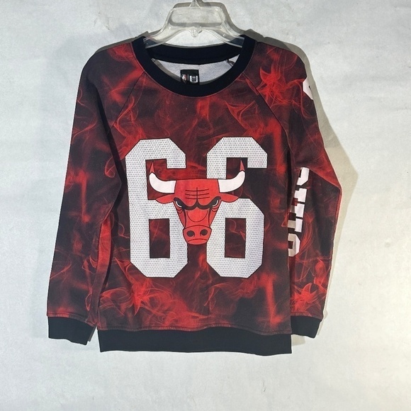 Retro Tie Dye Acid Wash Style NBA Vintage Chicago BullsLong Sleeve Sweater - Picture 3 of 6